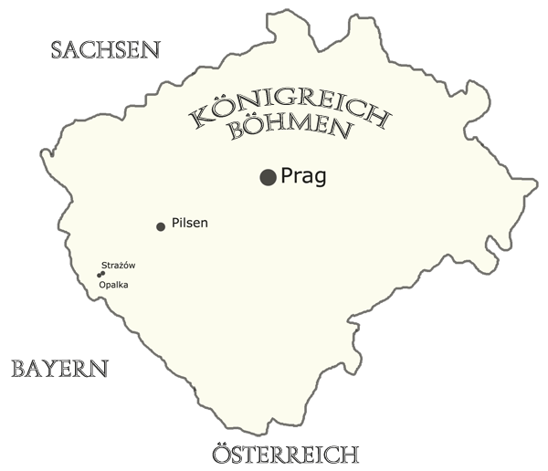 Königreich Böhmen , Grenzen, Lage der Städte u. Orte